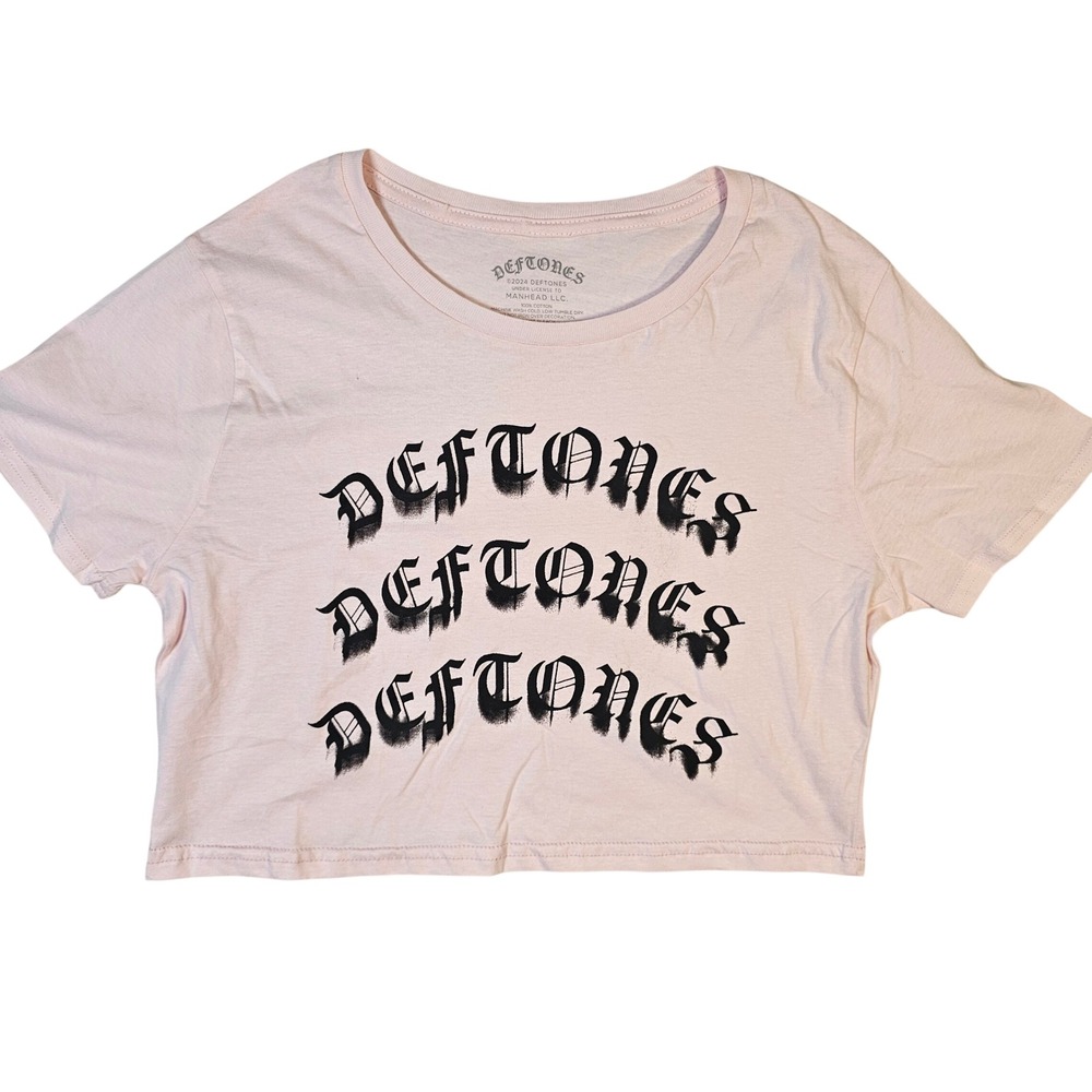 Deftones Pink Crop Top Band Tee Gothic Logo Shirt Large 2024 Manhead LLC